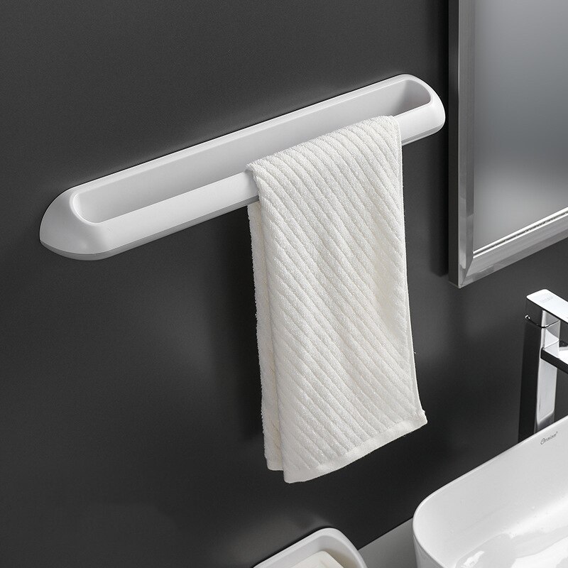 Håndklædeholder hulfrit badeværelse sugekoppestativ badehåndklædeholder nordisk enkelt enkelt håndklæde bar: Grå / 46cm