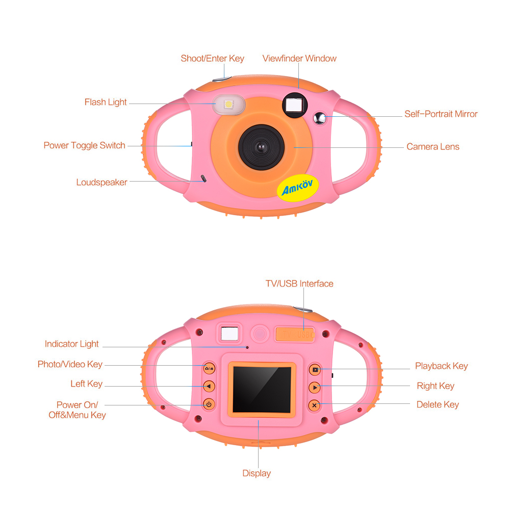 Amkov-cámara de vídeo Digital para niños y niñas, batería de litio integrada de máximo 5 megapíxeles, de Año