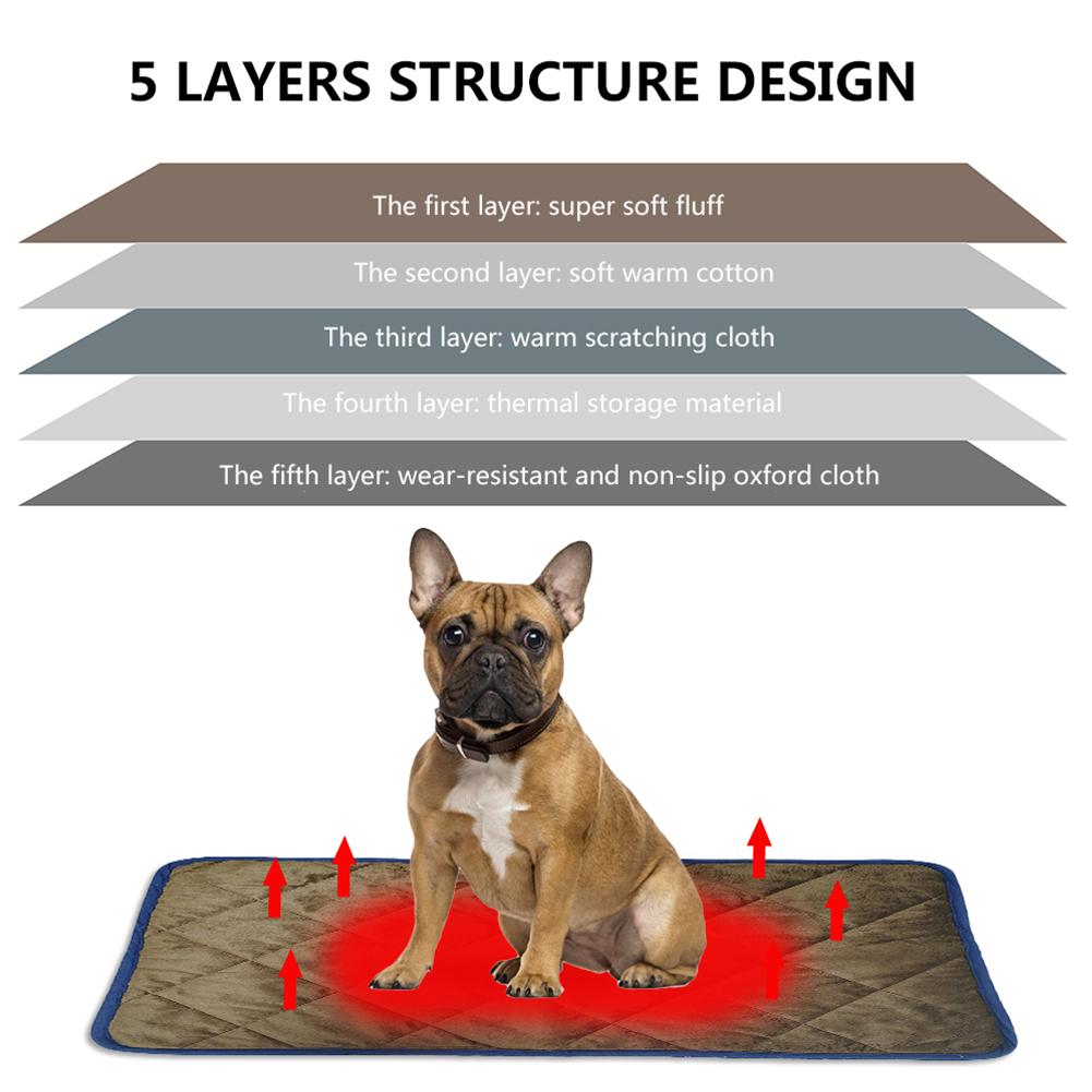 Dog Bed Self Heating Pads Upgrade Silent 5-layer Plush Winter Warm Pet Blanket Mat For Small Medium Dogs Cats Pet Supplies