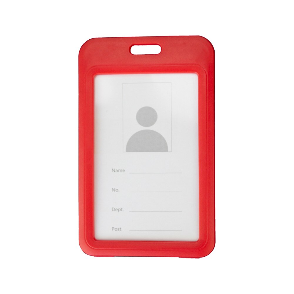 Color ID Card Holder Plastic Badge Holder Name Identification Sleeve Dual Clear Business Exhibition Shell Office school entrance: Red