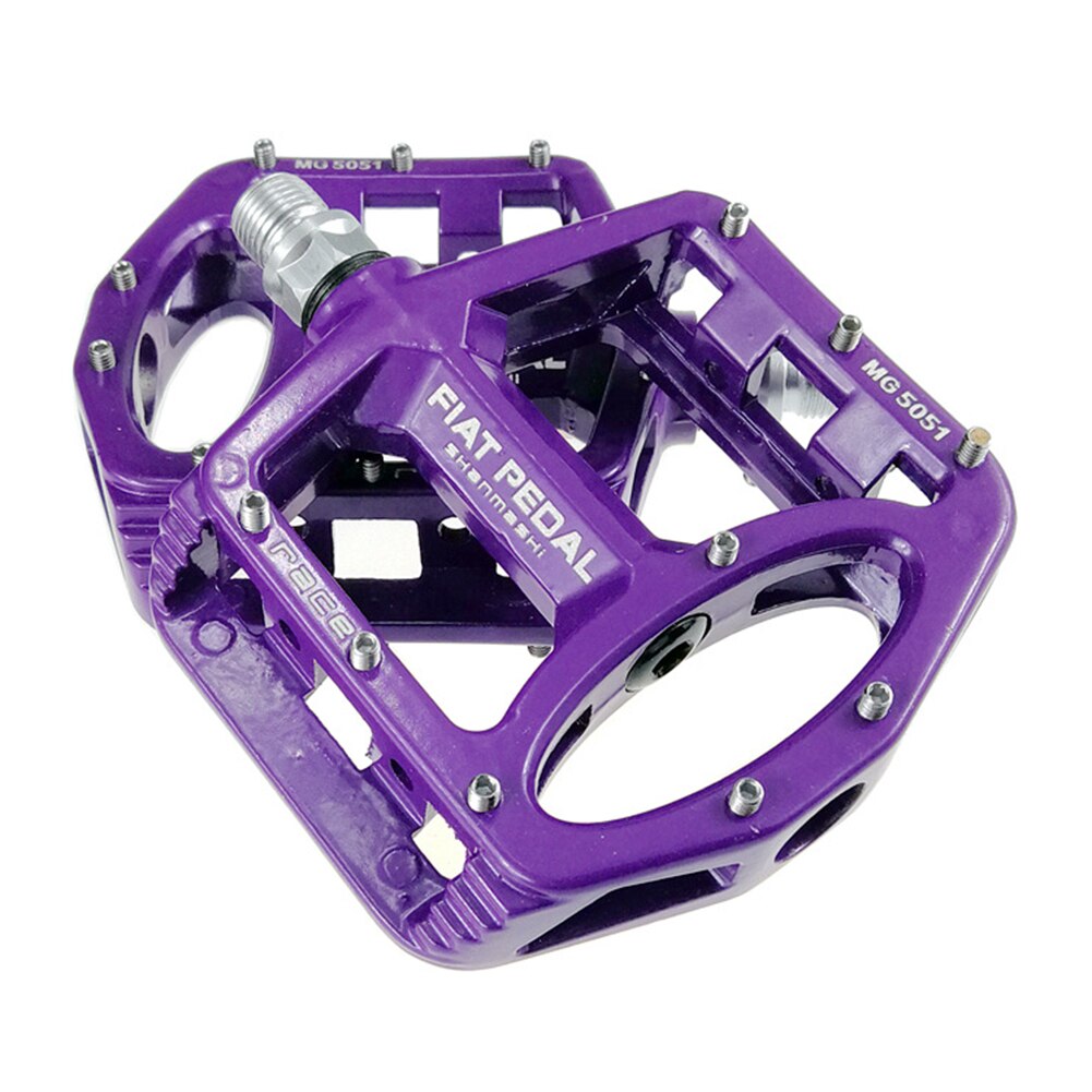 Bicycle Bearing Pedals Flat Bike Pedals Alloy Fixed Gear Road Bike Large Non-Slip Pedals for Cycling Bike Accessories: Purple