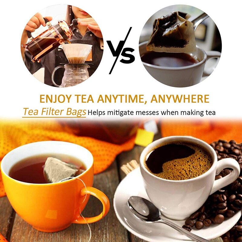 Theefilterzakje wegwerppapieren theezakje met trekkoord voor veilige en sterke penetratie van ongebleekt papier, geschikt voor losse