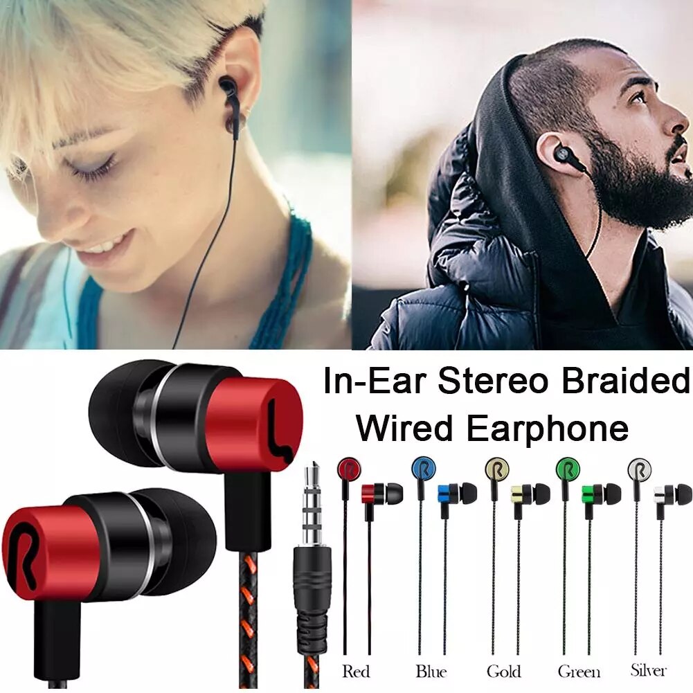 Oortelefoon Gevlochten Bedrading Super Bass In Ear Music Oortelefoon Hifi Stereo Oordopjes Geluidsisolerende Sport Koptelefoon Met Microfoon