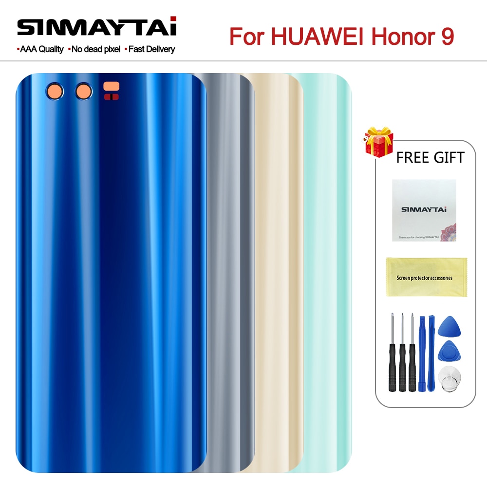 5,15 Zoll 100% Neue Für Huawei honor 9 Zurück Batterie Abdeckung Gehäbenutzen fallen Für Huawei honor 9 honor 9 Tür Hinten Glas batterie Abdeckung