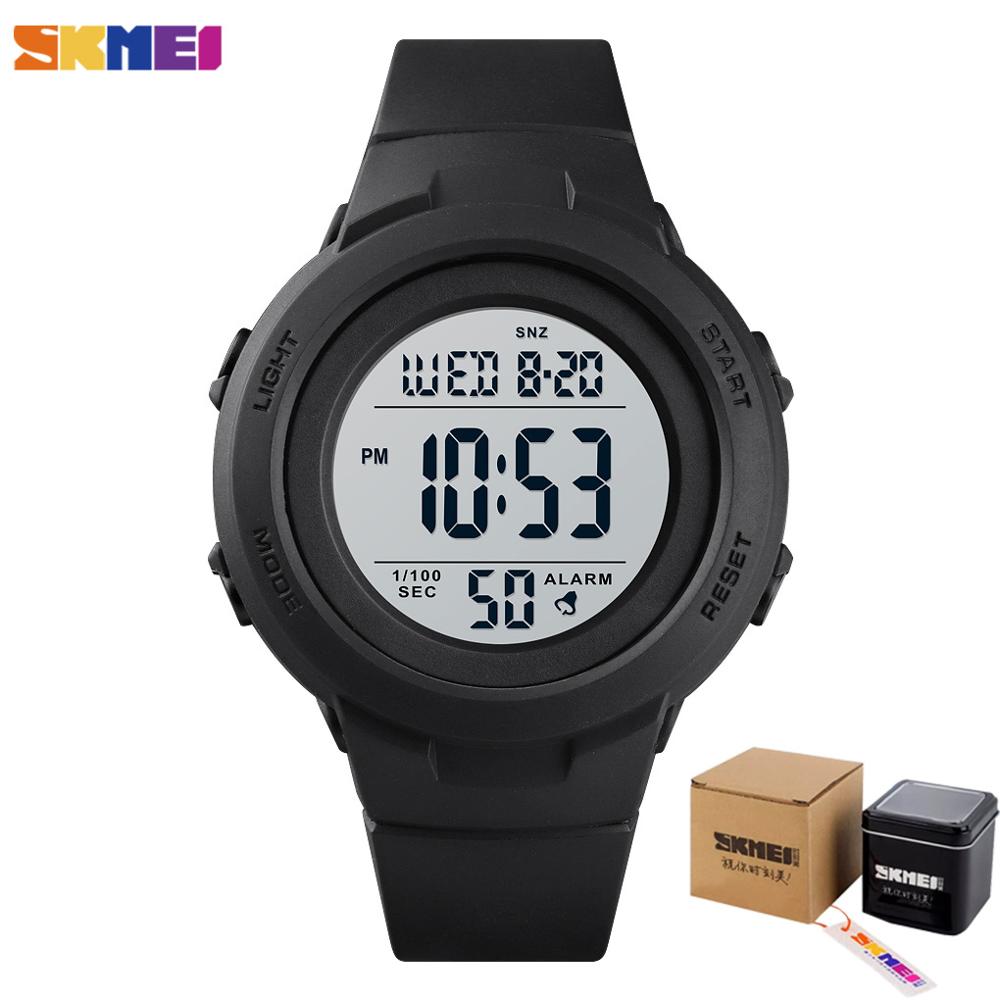 Skmei Dobbel tid digitale sportsklokker herre 5 bar vanntette støtsikker herre armbåndsur tid uformelt reloj hombre 1615: Svart med eske