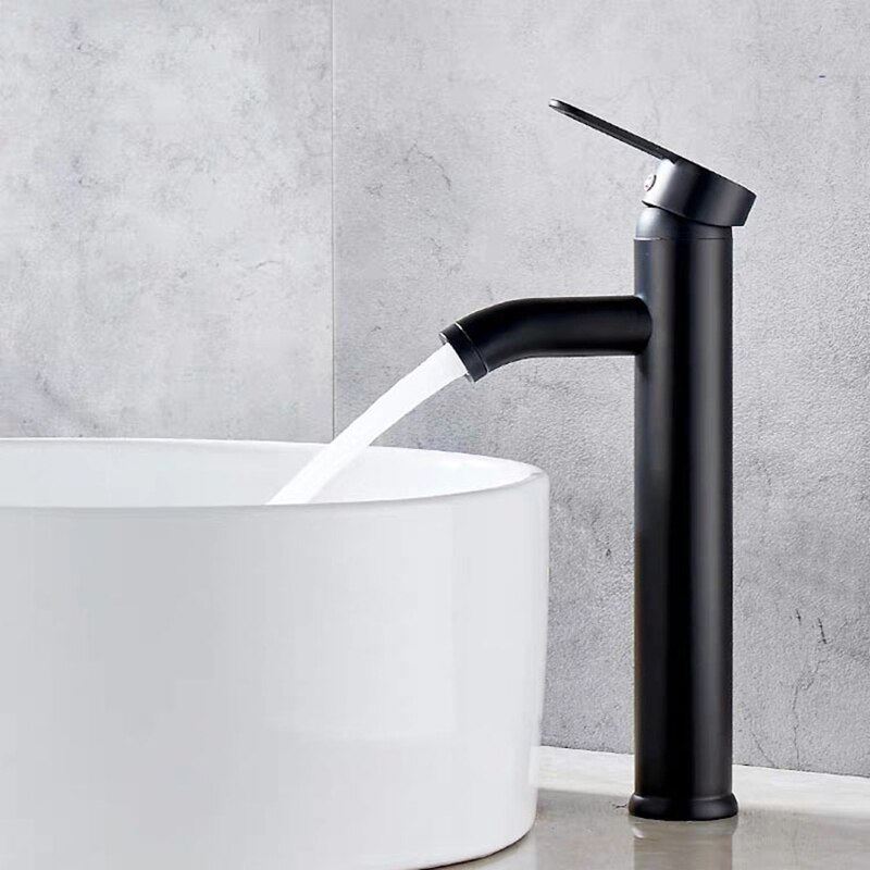 Basin Basin Deck Mounted Sink Cold Water Bathroom Faucet Mixer Taps Stainless Steel Matte Black Lavatory Sink Tap Tools: 2