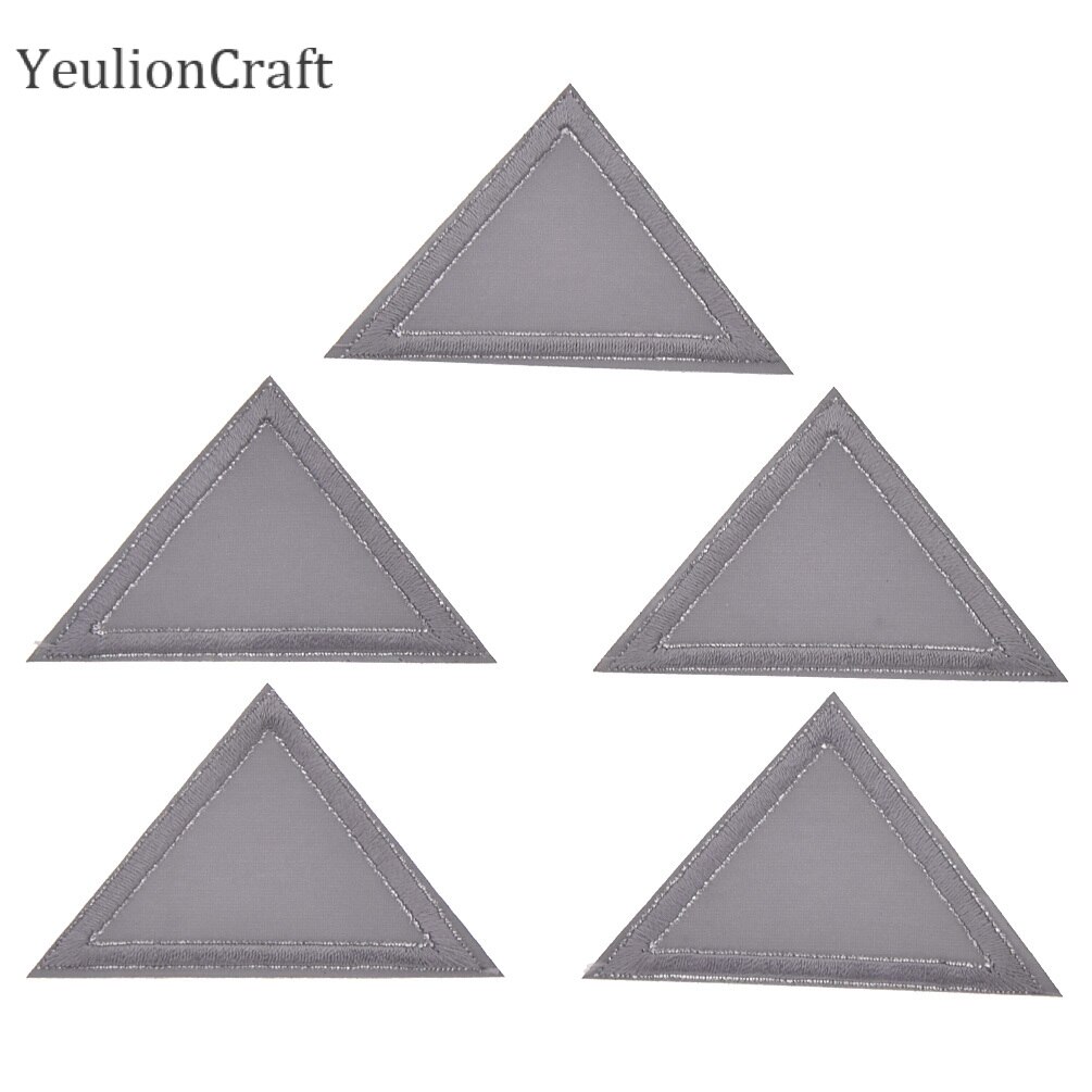 Chzimade-Parche de bordado reflectante de triángulo rectangular, parches bordados de aplique adhesivos, insignias, materiales de costura Diy, 5 uds.: 6.5x4cm