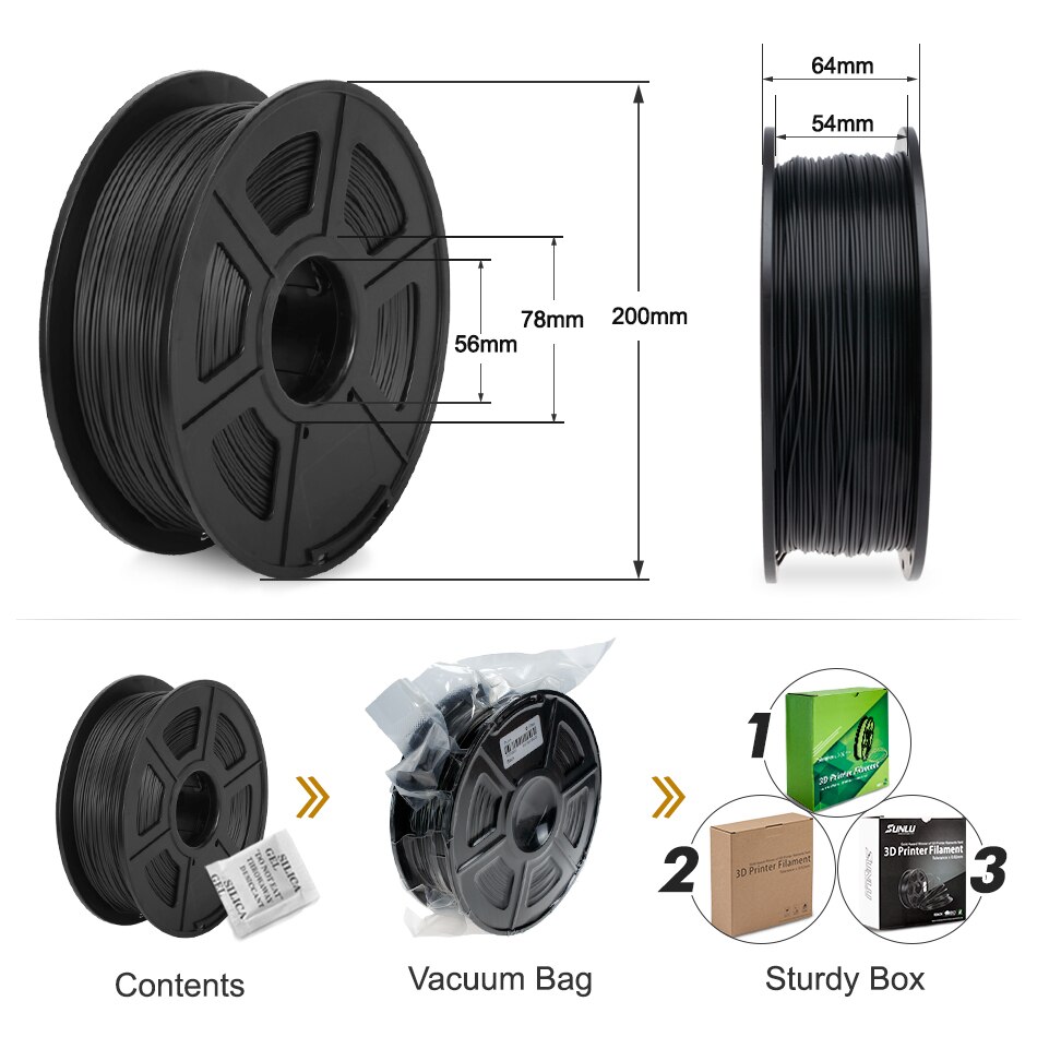 SUNLU 3D Filament PLA + 1.75mm For 3D Printer Plastic PLA PLUS 3D Printing Material Good Toughness