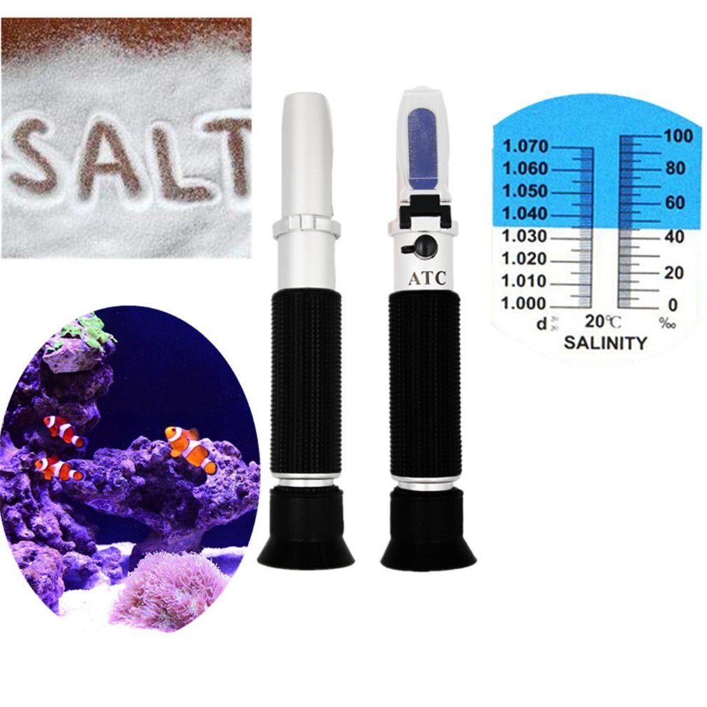 hand held Salinity Refractometer concentration 0-10% for aquarium salinity Salt Water Test Salinometer