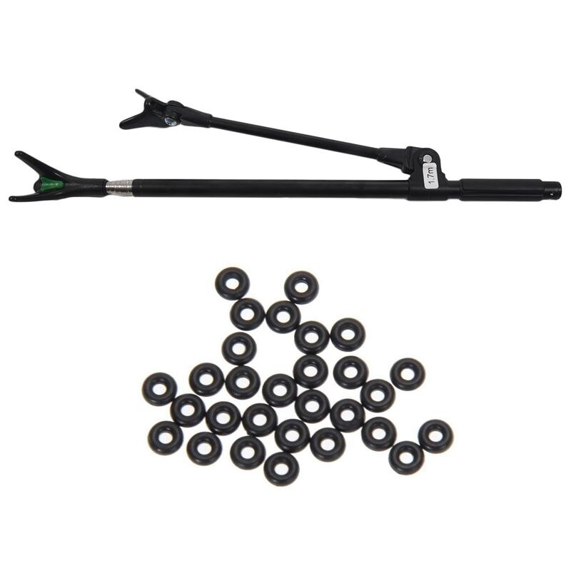 Fiske stang stativ brakett med 100 stk gummi karpe fiske terminal takle rundt fiske o ringetone
