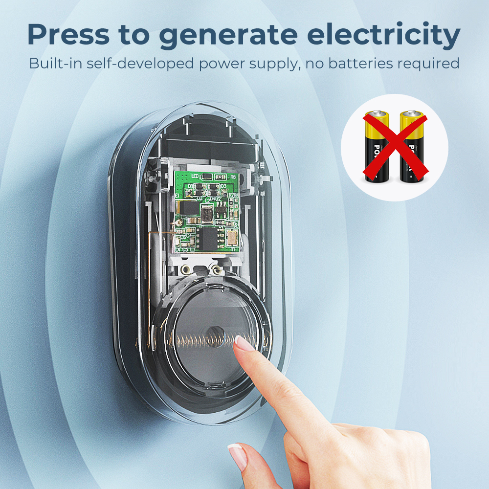 Self Powered Doorbells No Need Battery 120dB 60 Chimes 250M Range EU US UK Plug Waterproof Door Bell For Office,Home