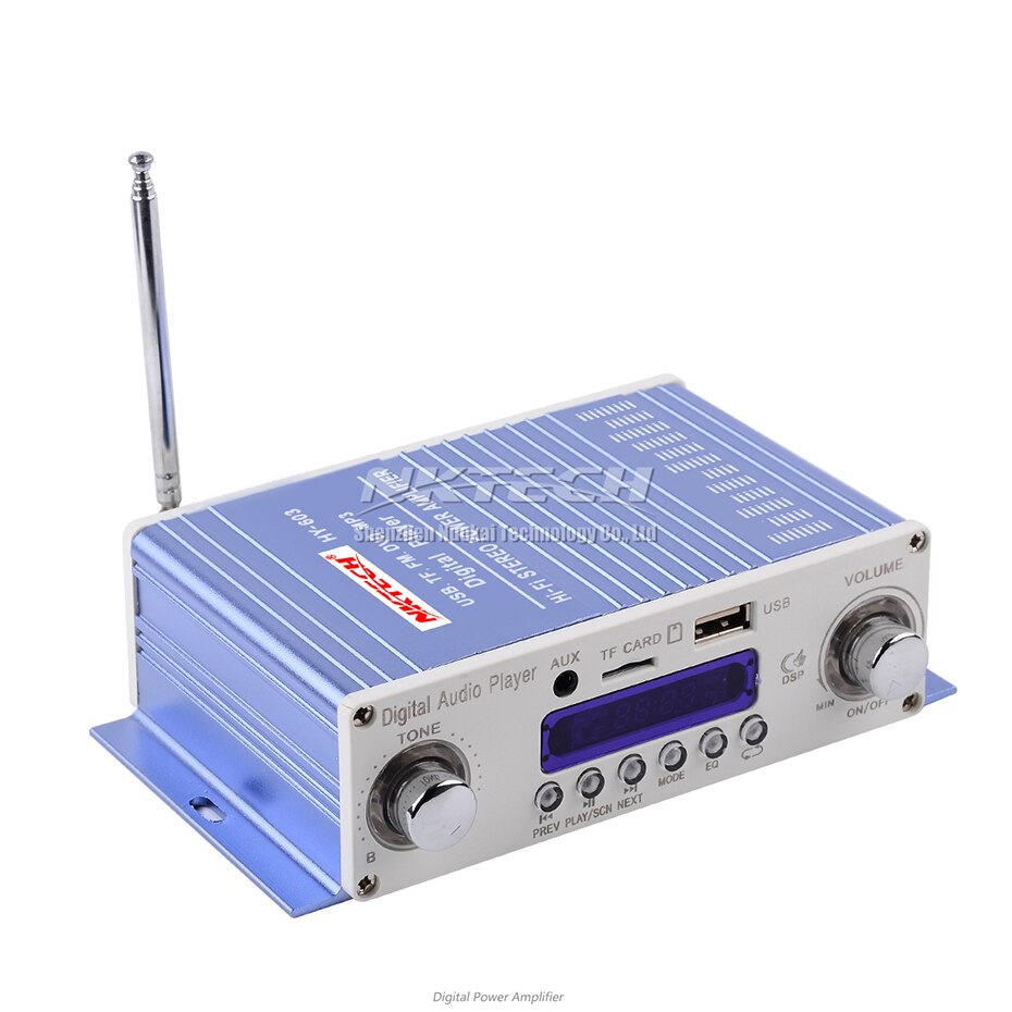 NKTECH HY-603 Car Digital Player Audio Power Amplifier MINI DIY 2CH 20W RMS HiFi Stereo AUX TF USB FM DVD MP3 Remote Controller