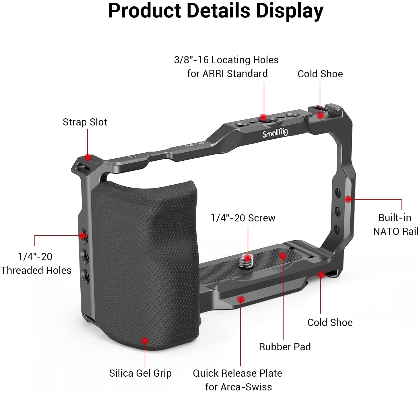 SmallRig Sony ZVE10 Camera Cage with Silicone Cage handle Built-in Arca quick release plate Cage Rig Kit for Sony ZV-E10 3538