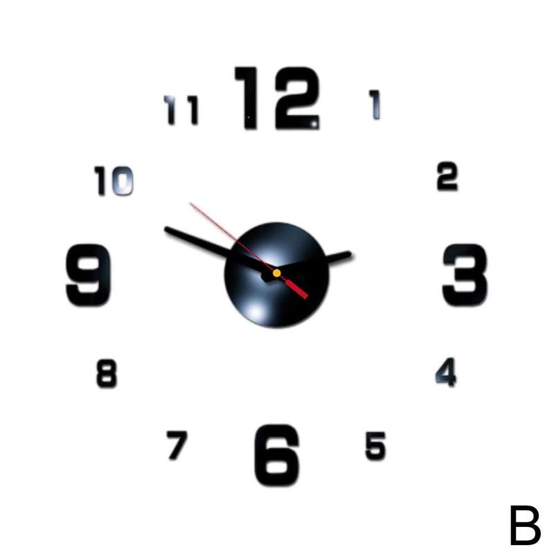 3d Diy Roman Numbers Acrylic Mirror Wall Sticker Clock Home Decor Mural Decals Clock Sticker For Home Kitchen Living Room D K3h5: Black