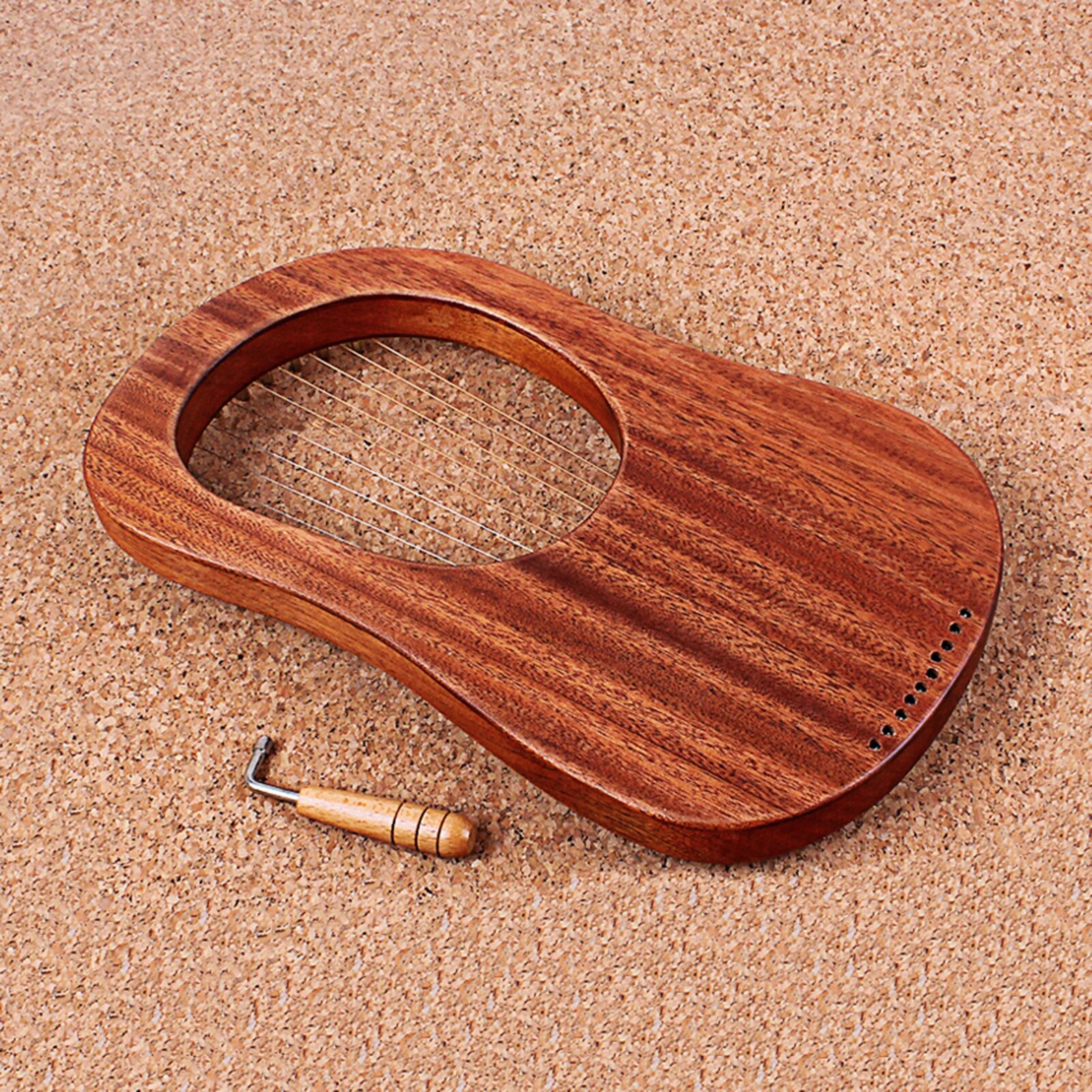 Portable Engraved Exquisite 10 Metal String Lyre Harp & String Tuning Wrench Perfect for Music Lovers Kids Children