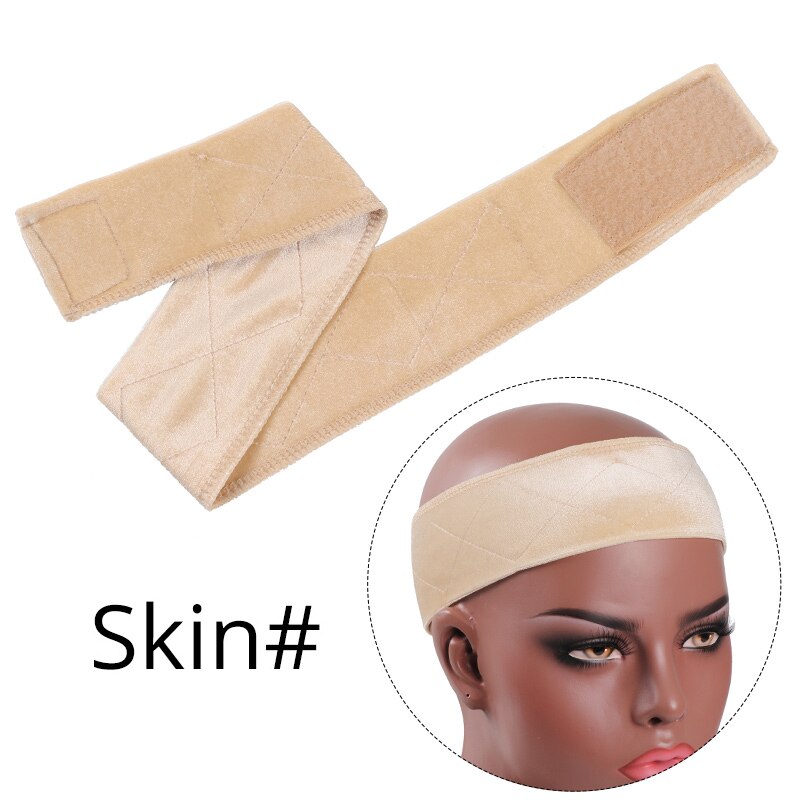 Plussign Verstelbare Velet Elastische Hoofdband Brede Stretch Elastische Haarband Pruik Grip Band 6 Stks/partij Beige Zwarte Huidskleur: Skin