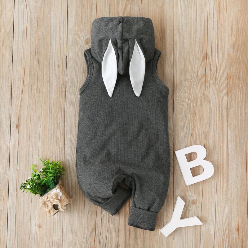 Emmababy Mijn 1st Pasen Konijn Peuter Baby Jongen Meisje Mouwloze Hooded Romper Outfits Kleding