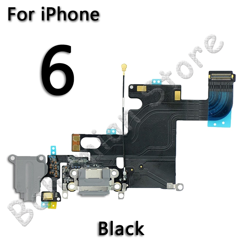 Usb port dock oplader flex til iphone 6 6s plus 7 5 5s se dock ladestik med mikrofon mobiltelefon flex kabel: Til iphone 6 sort