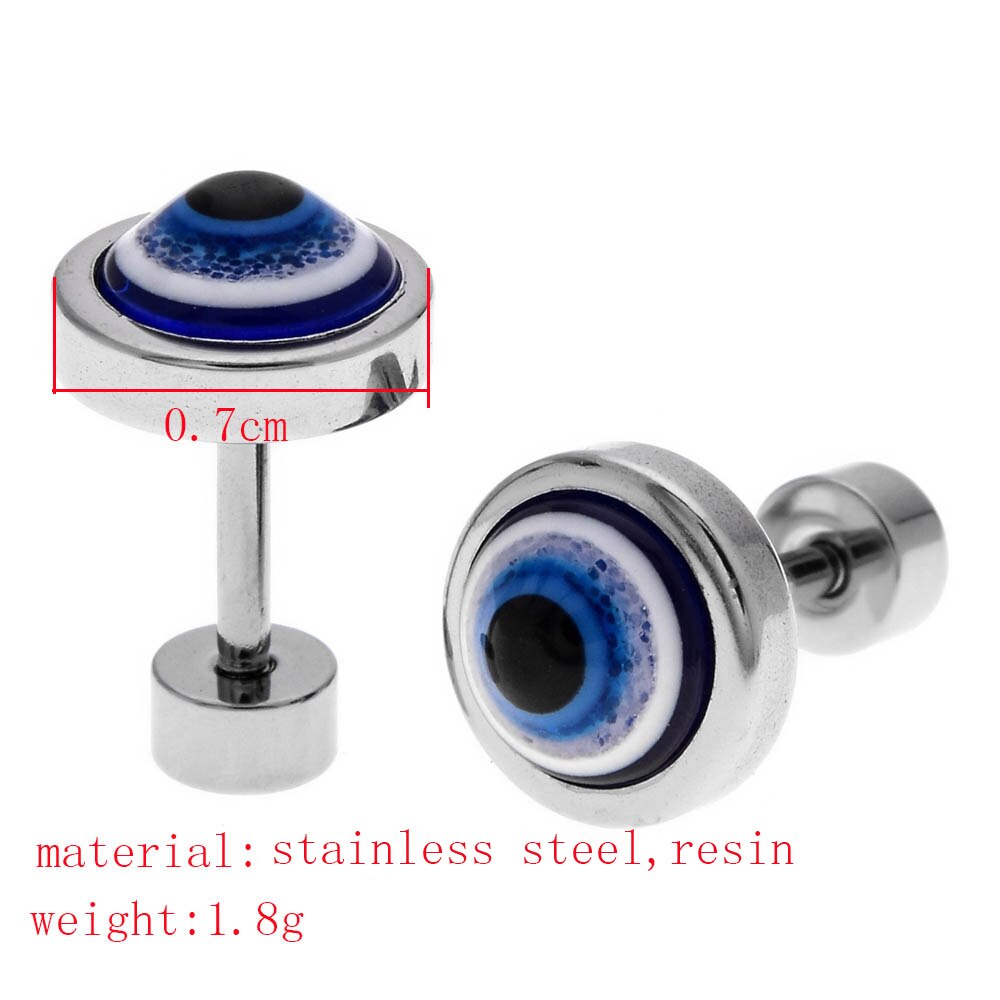 Roestvrij Staal Stud Oorbellen Goud Zwart Zilver Kleur Evil Eye Ronde Oorbellen Voor Vrouwen Mode Piercing Lichaam Sieraden Brincos