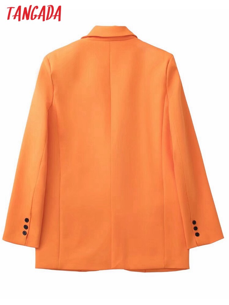 Tangada-Chaqueta naranja Lisa para mujer, abrigo Vintage con bolsillo y cuello con muescas, Tops Chic informales a la 3H459, 2022