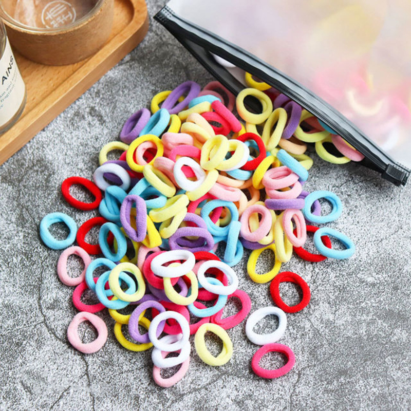 50/100 Uds. Bandas elásticas para el cabello para niños, banda de goma para niñas, lazos para el cabello de nailon, diadema, accesorios para el cabello para bebés: XS / Gris oscuro