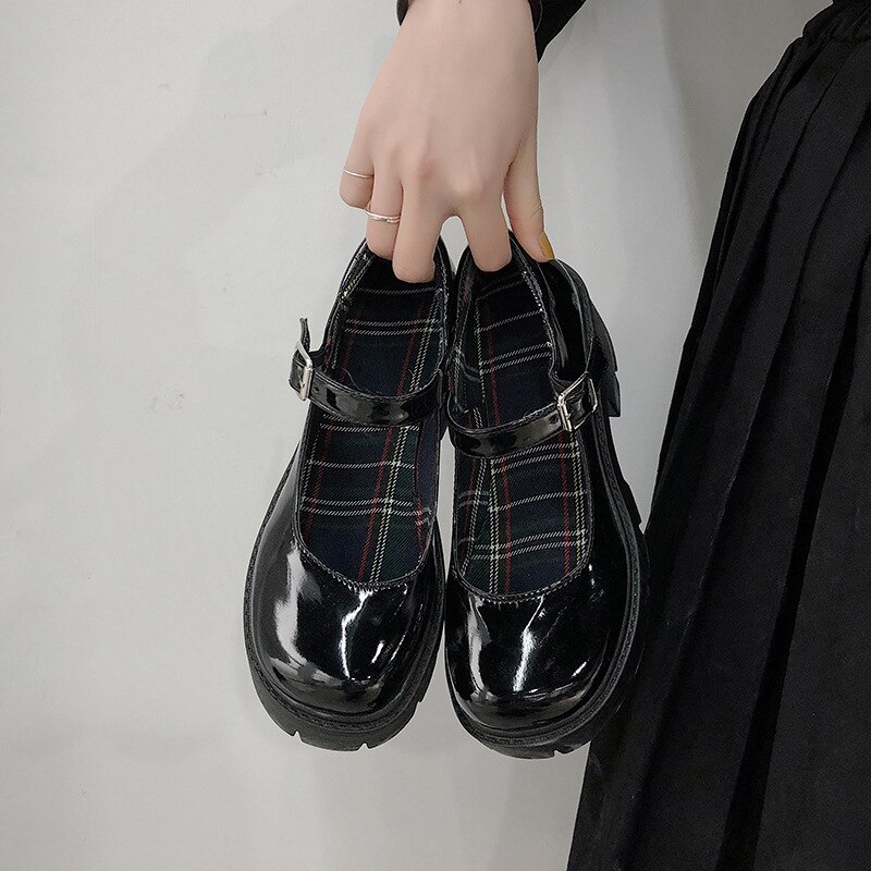 Whoholl leren schoenen dames lolita cosplay schoenen jk uniform schoenen dames japanse hoge hakken retro platform schoenen dames