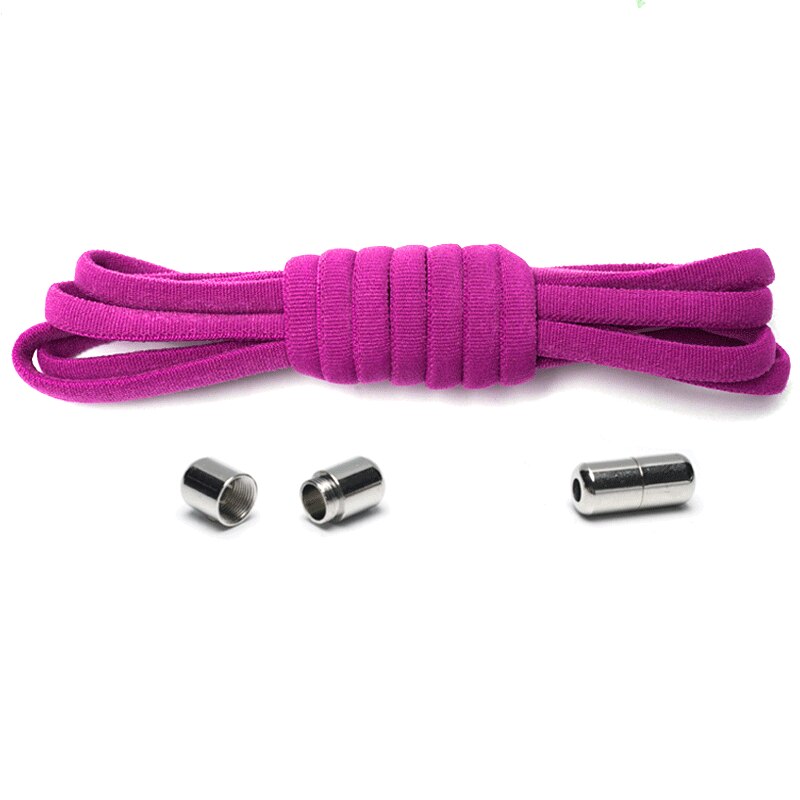 Cordones elásticos redondos sin lazos para niños y adultos, zapato Unisex, cordones para zapatillas, Color sólido, cierre rápido, 1 par: 15 Rose