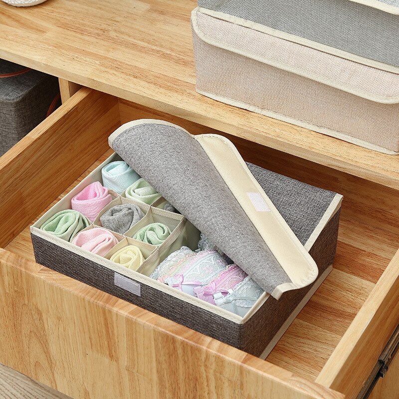 Keelorn klud bomuld og linned undertøj multi-sammenklappelig bh efterbehandling boks med dække undertøj sokker opbevaringsboks