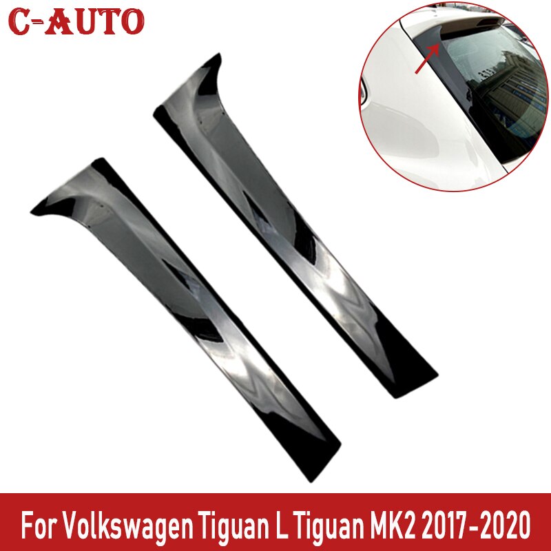 2 stk / sæt bil bagrude side spoiler klistermærker trim cover glans sort til volkswagen tiguan l tiguan  mk2