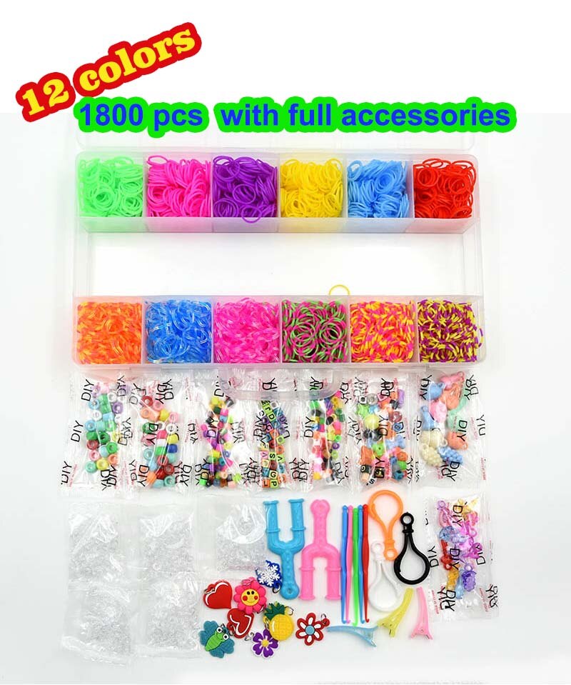 Elastische Rubber Loom Bands Kit Kinderen Weven Armband Speelgoed Rubber Girl Braid Vlechten Accessoires Kinderen Goederen: WHITE