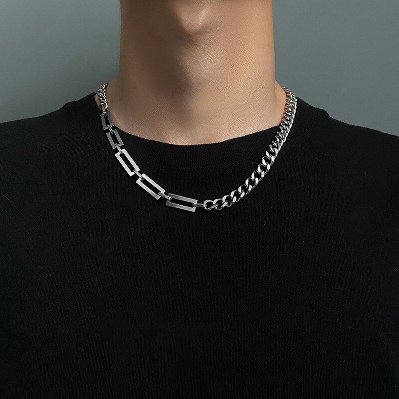 Kunjoe Rvs Choker Kettingen Kraag Voor Vrouwen Mannen Zilveren Kleur Link Chain Kettingen Collier Sieraden