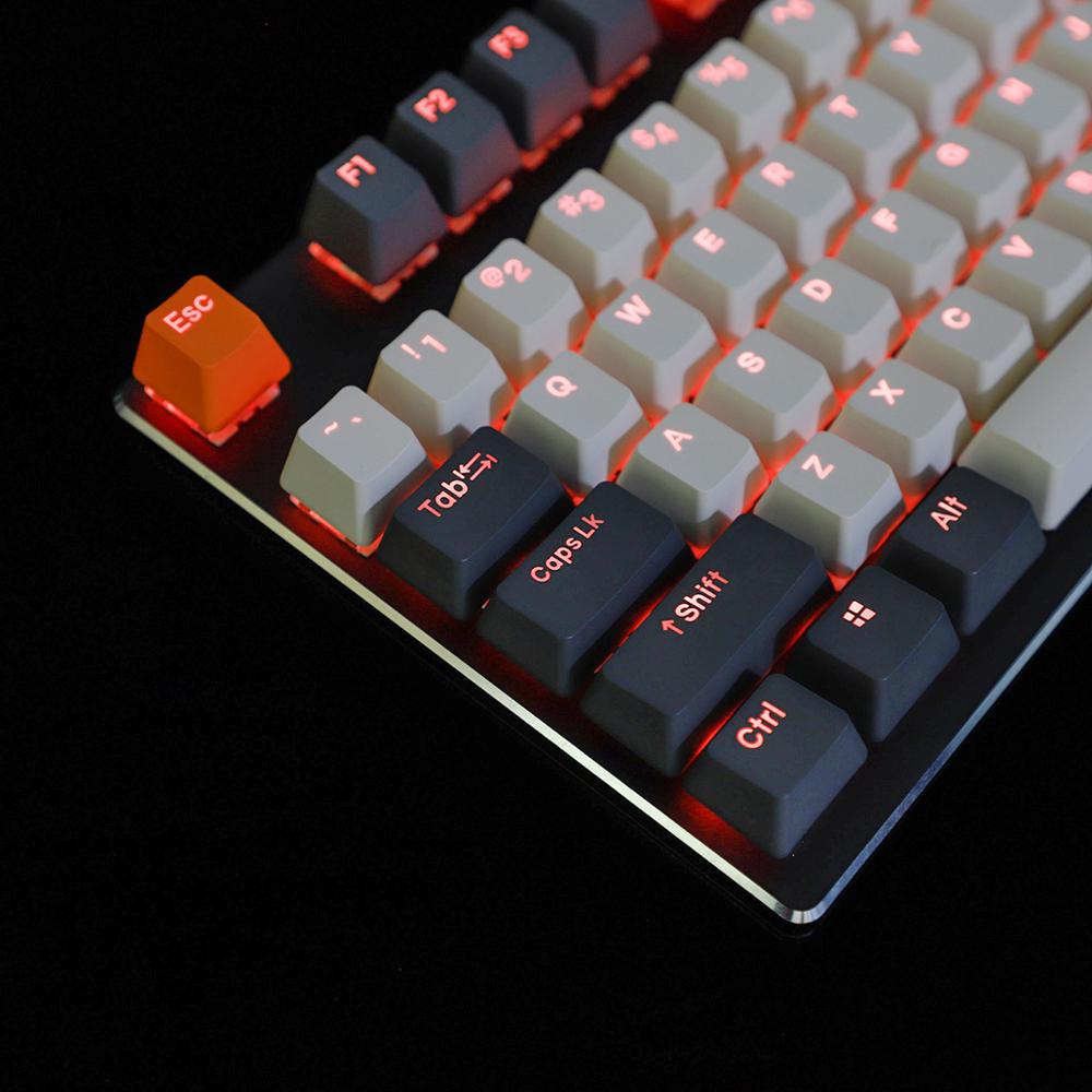 YMDK Double Shot 108 Dyed PBT Shine Through OEM Profile Rainbow Carbon Sunset Hana Keycap For MX Switches Mechanical Keyboard: Carbon