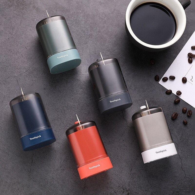 Toothpick Storage Box Toothpick Dispenser Automatic Press Ejection Toothpick Tube Container Wheat Straw Household Dining Table