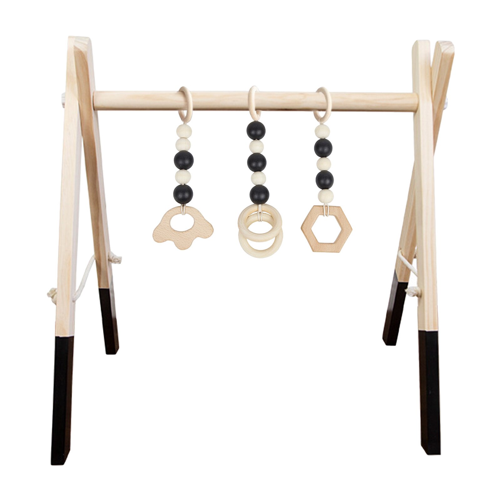 Nordic Houten Baby Activiteit Gym Spelen Kwekerij Zintuiglijke Ring-Pull Speelgoed Fitness Frame Kamer Decor Kleding Rack Speelgoed Voor kinderen: Deep Blue