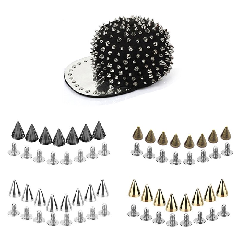 100einstellen DIY Versetzt Punk Niet Feste Konische Legierung Schraube Basis Befestigt Bolzen Kugel Spitze F/Leder Handwerk Tasche Kleidungsstück Kleidung Schuh