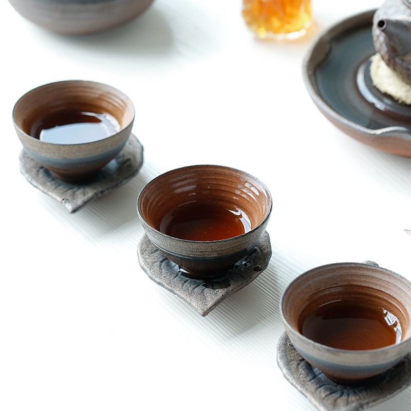 Schort keramiek bladvorm theekop schoteltjes bladvorm vintage hittebestendig cuo mat kung fu thee accessoires