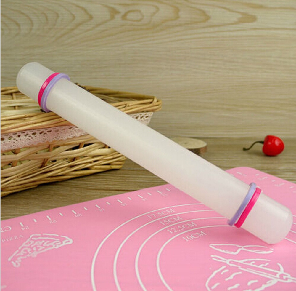 Non-stick Fondant Roller Silicone Rolling Pin Cake Pastry Cooking Baking Fondant Cake Dough Roller Pastry Boards Tool#35