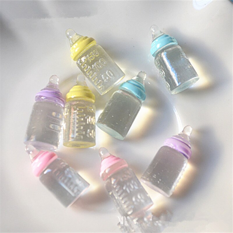 1 Pack Charms Mini Milk Bottle Resin Clay Accessories Beads Supplies For DIY Crafts: 10 Pcs-2