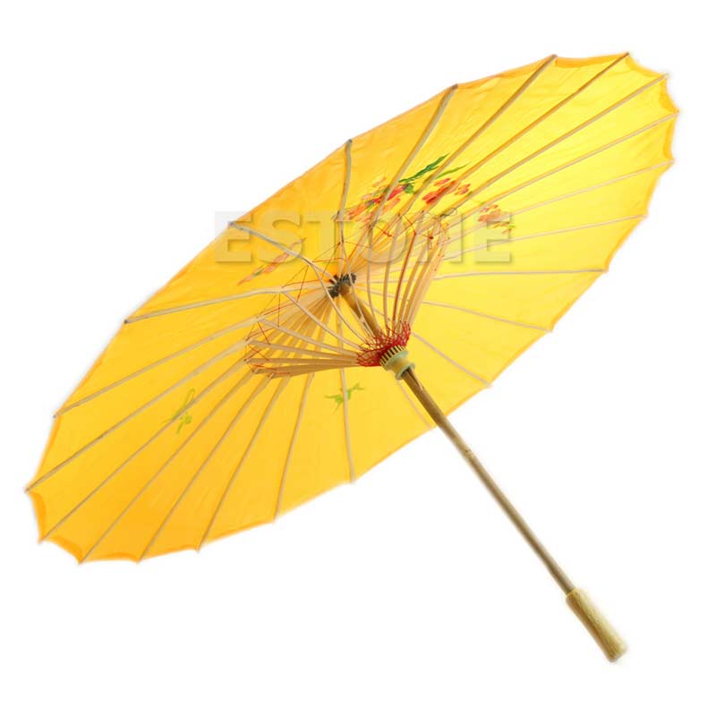 Kinesisk japansk paraply art deco malet parasol paraply: Guld