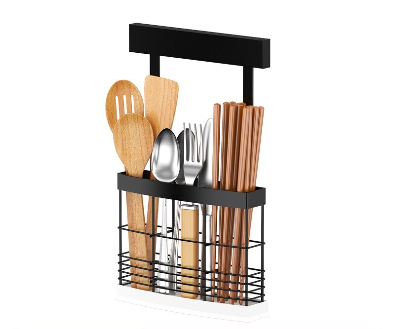 Black Stainless Steel Wall Mounted Kitchen Storage Rack Dish Drainer Plate Drying Pot Cover Cutlery Holder Oragnizer Accessories: Cutlery Holder