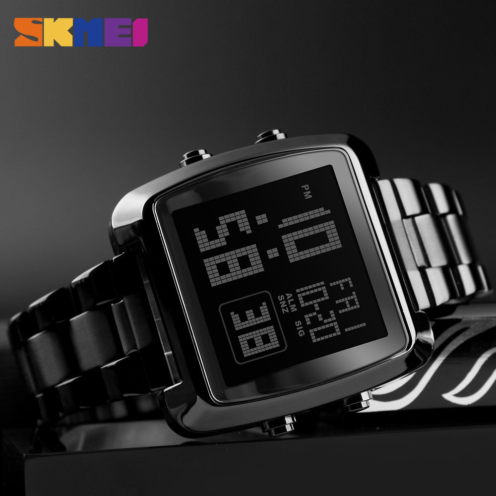SKMEI Klok Mens Gold Horloges Sport Horloge Countdown LED Digitale Display Horloge Pols Relogio Masculino Saati
