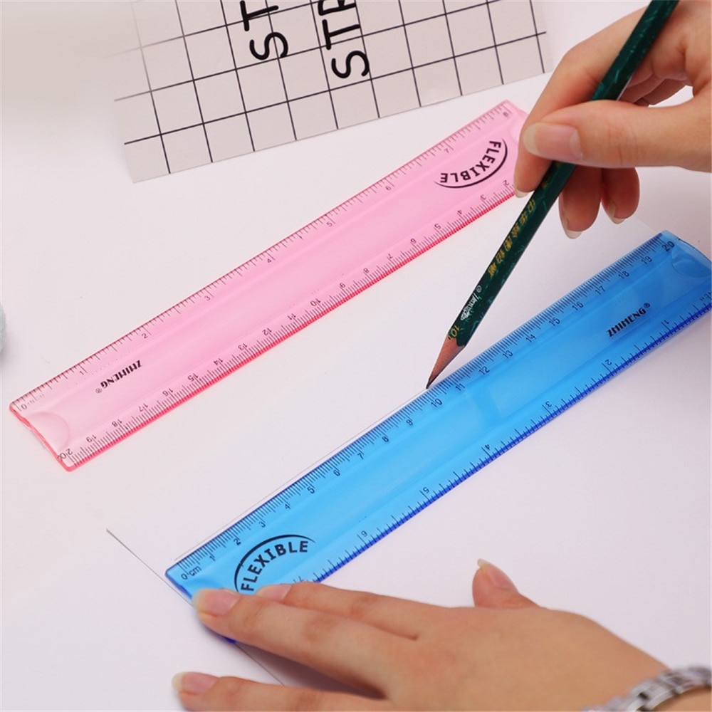 Soft Straight Ruler Students Measurement Ruler Curling Folder Straight Ruler 15/20cm 1PC Color Random
