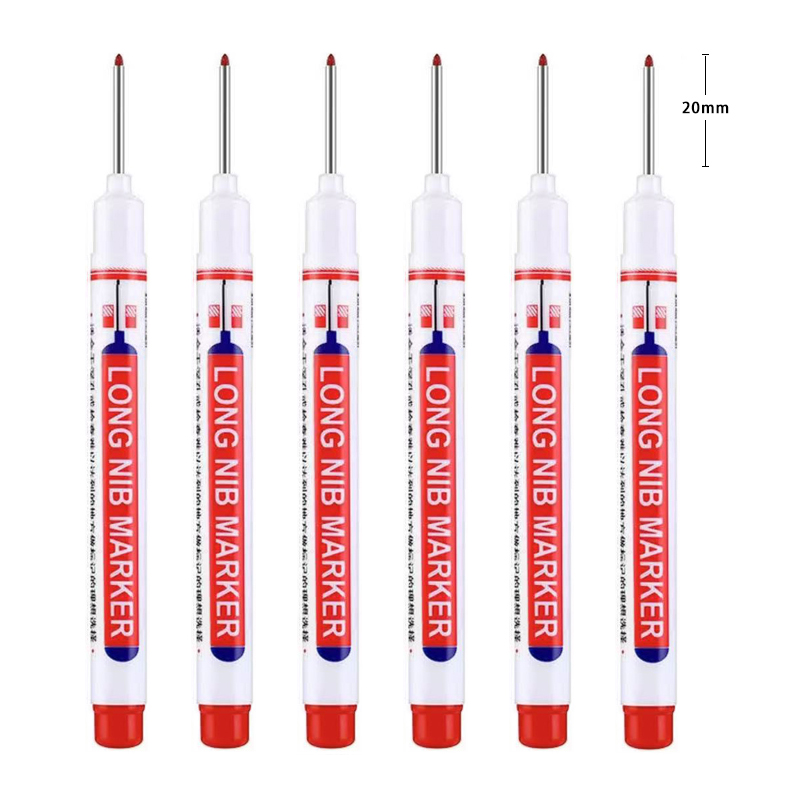 6 Pz/impostato 20mm Foro Profondo Pennino Lungo Testa Marcatori per Il Metallo Perforazione Penna Impermeabile Bagno Lavorazione Del Legno Decorazione Multi-scopo: Colore rosa