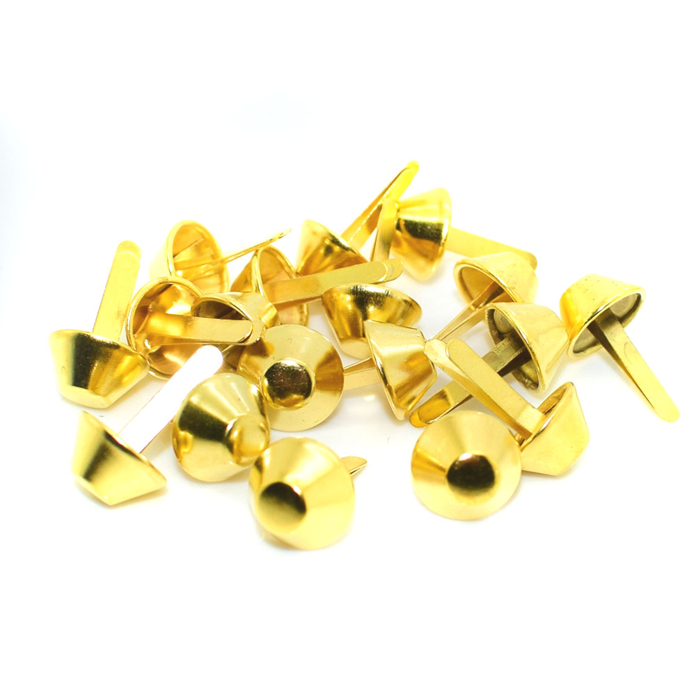 Artesanía de Metal negro mate de 12mm para monedero, remaches para los pies, tachuelas perforadas para monedero, bolso de mano, tachuelas Punk Rock, artesanía de cuero, 100 Uds.: gold plated