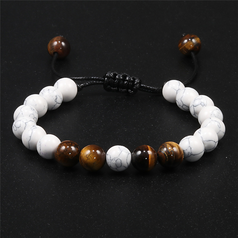 Tiger Eye Kralen Armbanden Mannen Lava Rock Steen Essentiële Olie Diffuser Armband Gevlochten Touw Boeddha Armband Verstelbare