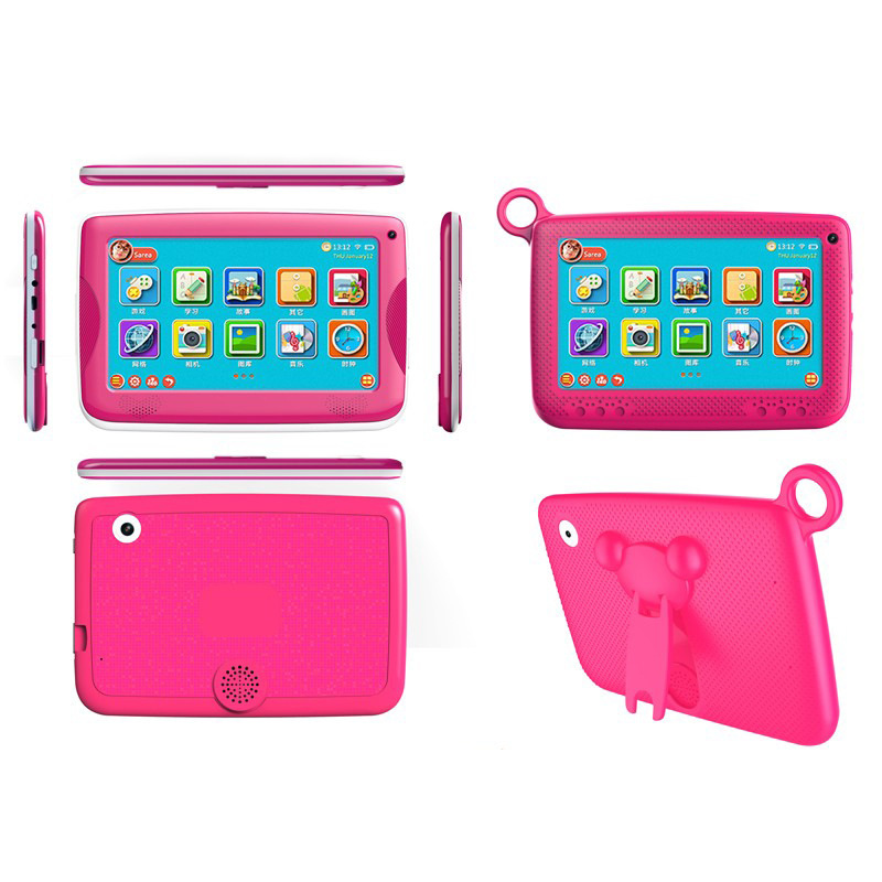 86V 7Inch Tablet Reading Machine Student Learning Tablet Computer Early Primary School HD Kid Learning Education Wi-Fi Internet: Pink