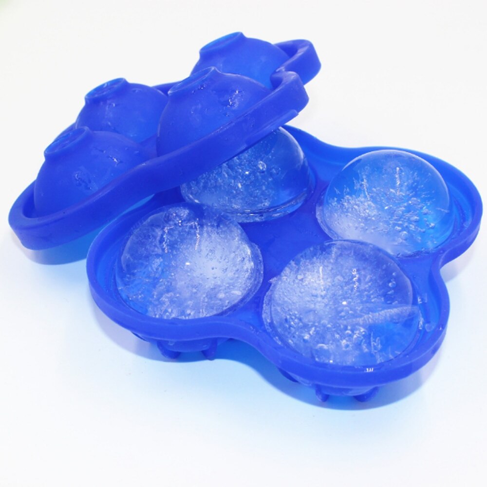 Silicone Multifunctional 4-Cavity Ball Ice Cube Maker Cocktail Whiskey Form For Ice Cubes Tray Ice Cream Mold Kitchen Tool