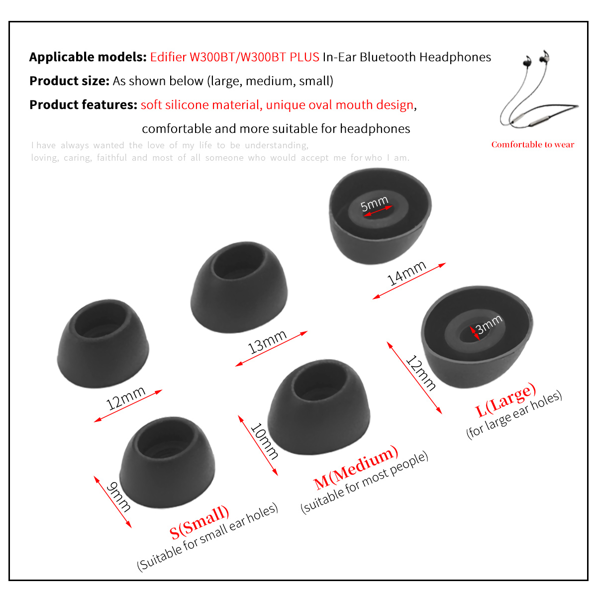 6 Stuks Siliconen Oordopjes Voor Edifier W300BT Plus Bluetooth Oordopjes Voor Edifier W300BT Hoofdtelefoon Tips Ovale Mond