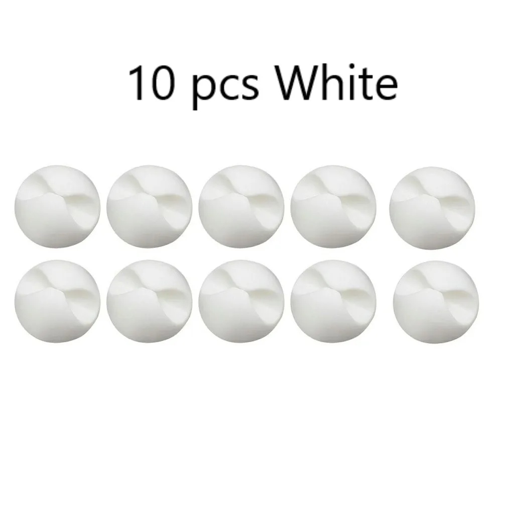 Enrouleur de câble, 10/20 pièces, organisateur de câble, Clip de bureau, support organisateur bien rangé, cordon de fil, téléphone, chargeur USB, support de câble dans la voiture: WHITE