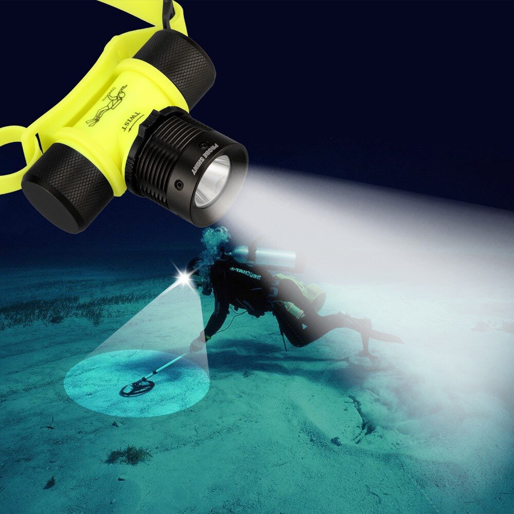 Strong Light Power Headlight LED Aluminum Waterproof Swimming Diving Headlamp Underwater Work Headlight Drive Flashlight AAA